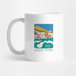 Cinque Terre Italy Travel Poster Retro Wall Art Illustration Mug